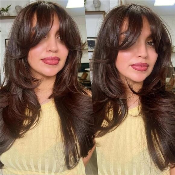 Other - Layered Wig Long Wavy for Daily Use Dark Brown